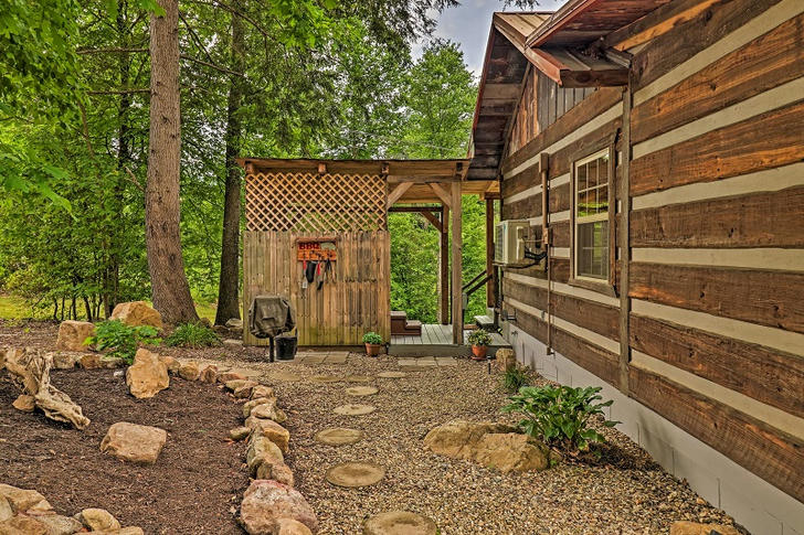 Log cabin outdoor BBQ