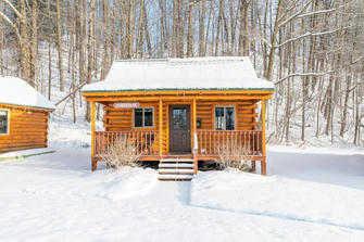 Let's take a peek at this super affordable log cabin