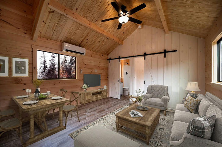 modern cabin living room