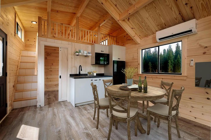 modern cabin dining area