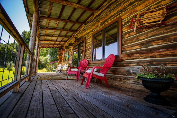 Rustic cabin porch